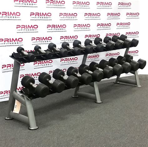 5 50 Lb Hampton Dura Pro Round Urethane Dumbbell Set Primo Fitness