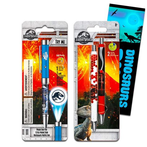 Buy Inkworks Jurassic World Pen Set 3 Deluxe Jurassic World Dinosaur Pens With Bookmark