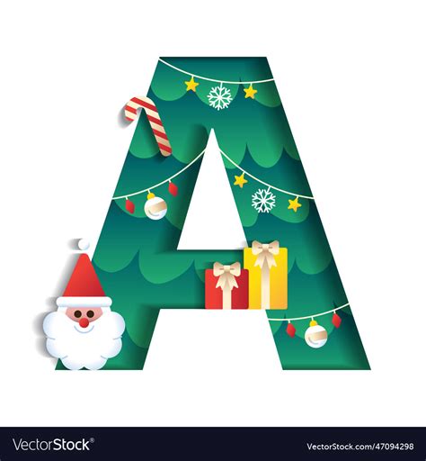 Letter a alphabet font cute merry christmas Vector Image