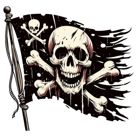 Bandeira Pirata Aventuras Ousadas Orgulhosamente Exibindo Um Estilizado