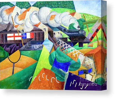 Gino Severini Red Cross Train Passing A Village