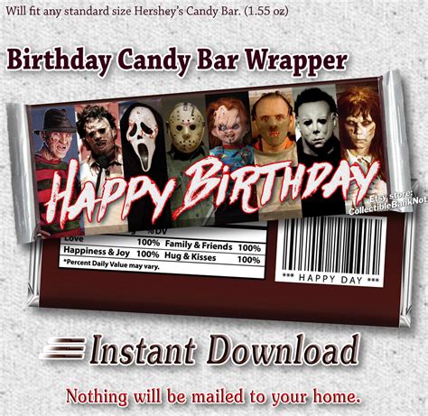 Printable Hershey S Happy Birthday Candy Bar Wrappers Etsy