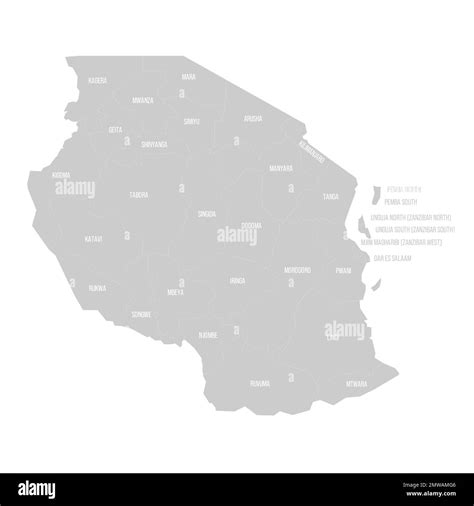 Tanzania Political Map Of Administrative Divisions Stock Vector Image