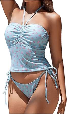 GORGLITTER Women S 2 Piece Floral Print Bikini Set Drawstring Ruched