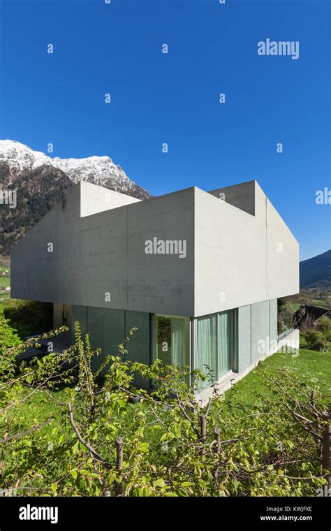 Architecture modern design, mountain house, exterior Stock Photo - Alamy