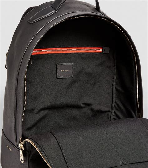 Mens Paul Smith Black Leather Signature Stripe Backpack Harrods UK