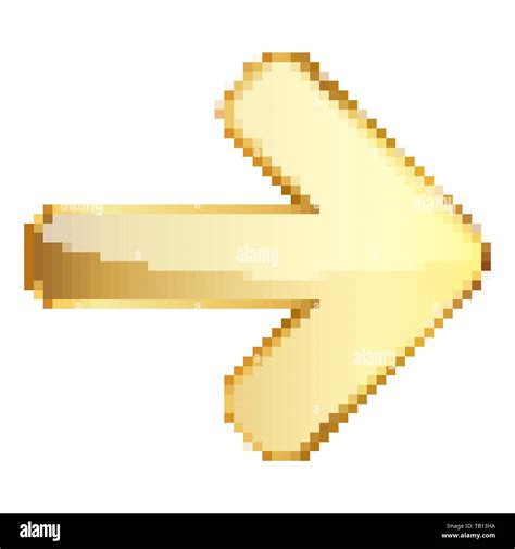 Gold Arrow To Right In Pixel Art Style Vector Illustration Isolated