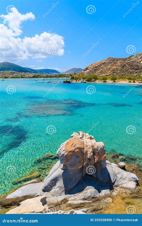 Crystal Clear Turquoise Sea Water Of Kolymbithres Beach Paros Island