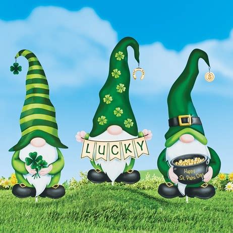 St Patrick S Day Lucky Irish Garden Gnome Stakes Collections Etc