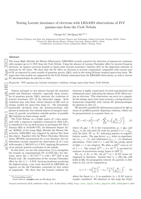 PDF Testing Lorentz Invariance Of Electrons With LHAASO Observations