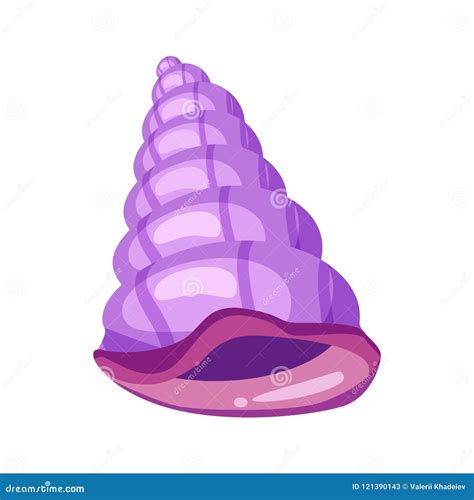 Cute Bright Cartoon Seashell Icon Colorful Shellfish Symbol Isolated