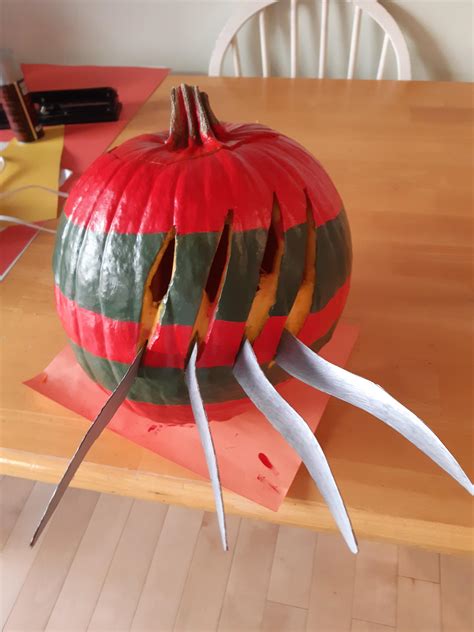 I made a Freddy Krueger pumpkin! : r/halloween