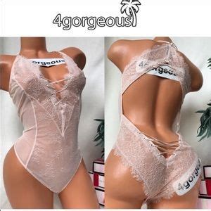 Victoria S Secret Intimates Sleepwear Vs Lxs Strappy Teddy Low Back Lingerie Sheer Mesh