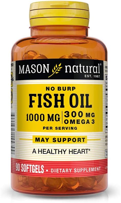 Amazon MASON NATURAL No Burp Fish Oil 1000 Mg Omega 3 300 Mg