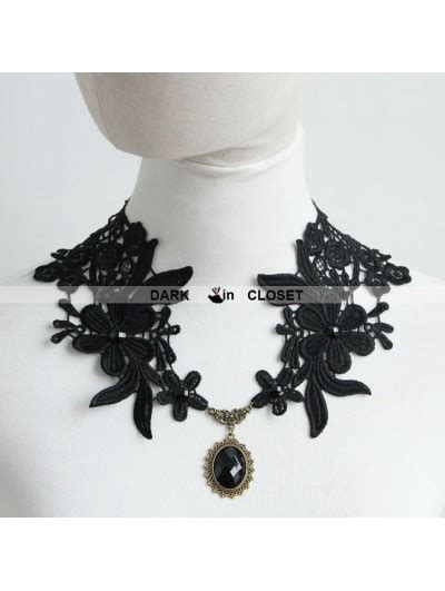 Romantic Black Lace Pendant Gothic Necklace - DarkinCloset.com