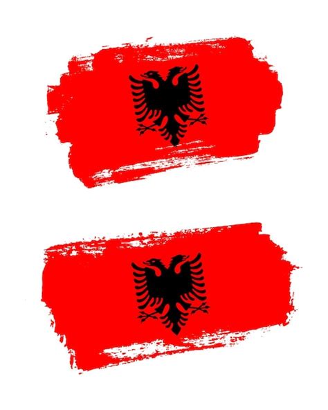 Premium Vector Set Of Two Creative Brush Painted Flags Of Albania