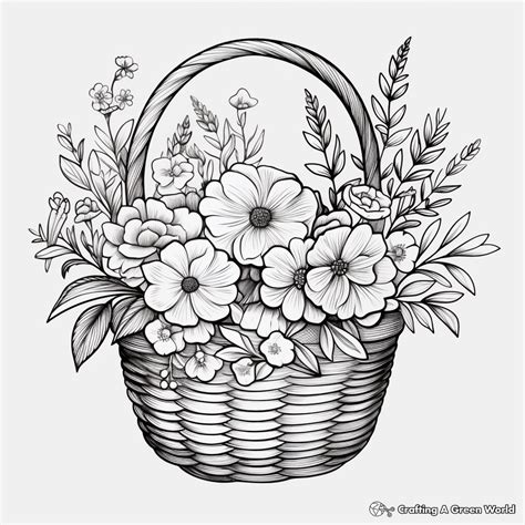 Flower Basket Coloring Pages Free And Printable