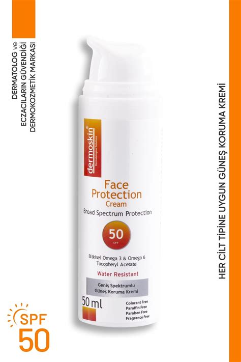 Dermoskin Face Protection SPF 50 Güneş Kremi 50 ml Vitamin-E Koruyucu ...