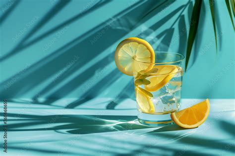 Limonade Avec Des Rondelles De Citron Jaune Dans Un Verre Transparent