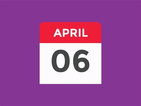 april 6 calendar reminder. 6th april daily calendar icon template ...