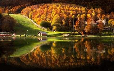 Autumn Lakehouse Wallpapers Wallpaper Cave