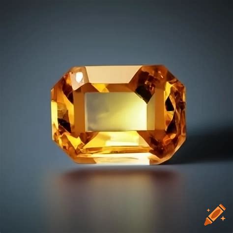 Amber Citrine Gemstone In A Shield Or Ember Shape With Octahedron