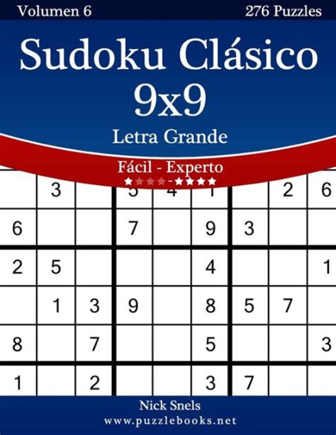 Sudoku Clásico 9x9 Impresiones con Letra Grande De Fácil a Experto