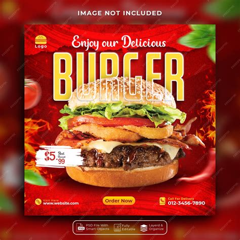 Spezielles Leckeres Burger Social Media Post Banner Design Premium