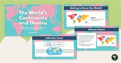 Continents And Oceans Interactive Peg Cards Teach Starter