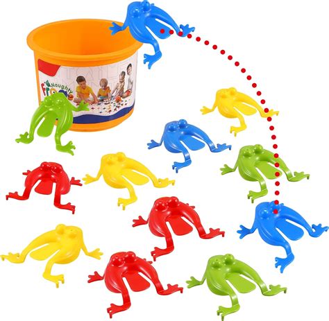 NUOBESTY Jumping Frogs Toy Set Jump Frogs Toys With Bucket Leaping