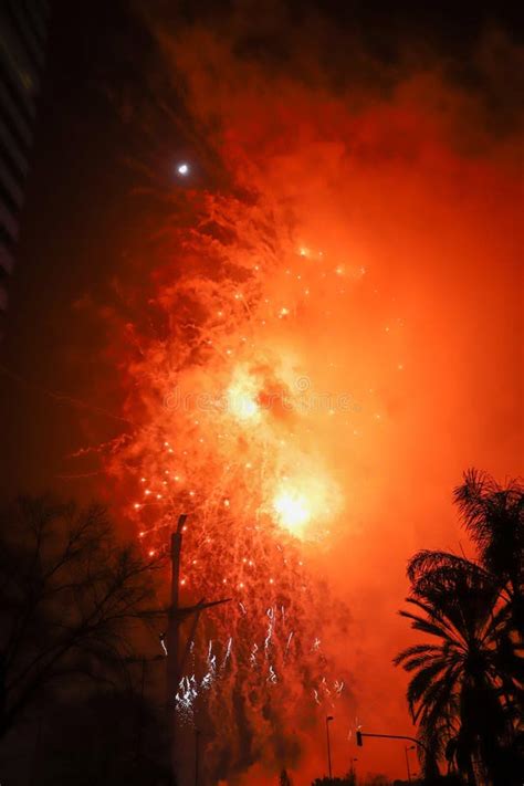 Fireworks Of Different Colors And Shapes Exploding During Valencia