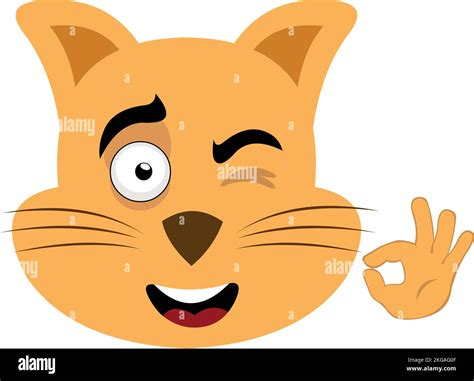 Ilustraci N Vectorial De La Cara De Un Gato De Dibujos Animados Con Una