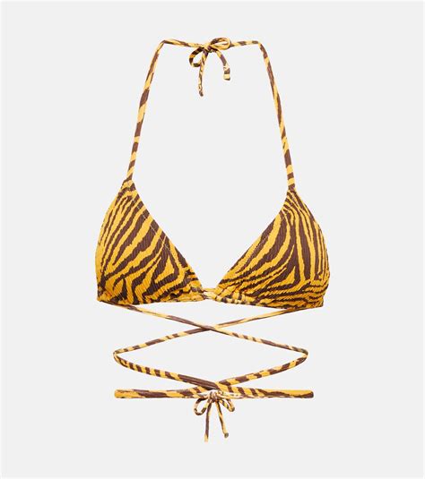 Miami Tiger Print Triangle Bikini Top In Multicoloured Reina Olga