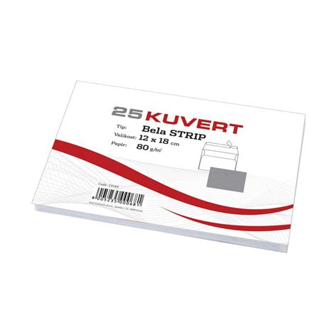 Kuverta B6 180 x 120 mm bela 25 kosov PRINTINK si kartuše in tonerji