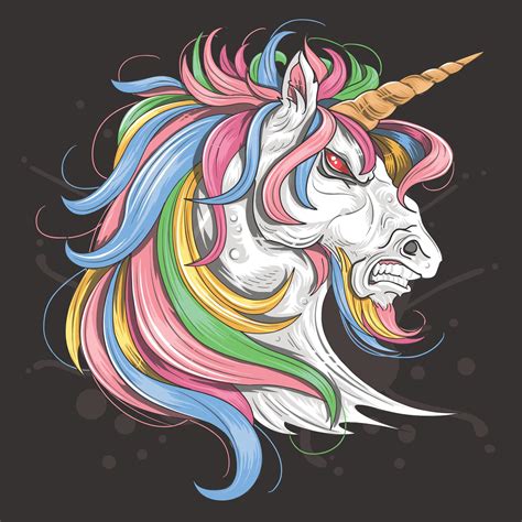 Unicornio Enojado Con Melena Arcoiris 1019299 Vector En Vecteezy