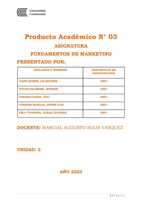 Grupo 10 PA3 Fundamentos DE Marketing Producto Académico N 0 3