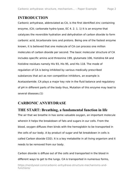 Carbonic anhydrase: structure, mechanisms and functions - 1945 Words ...