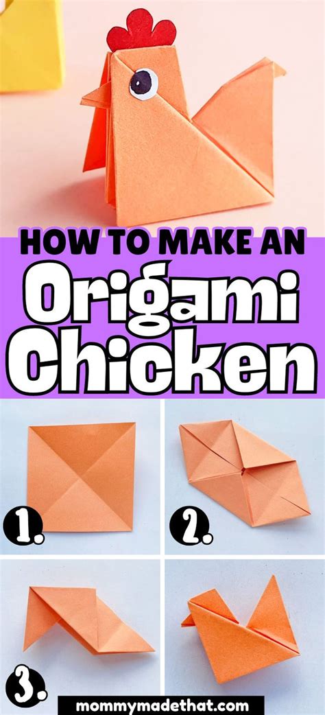 Origami Chicken Step By Step Tutorial In Origami Easy Origami