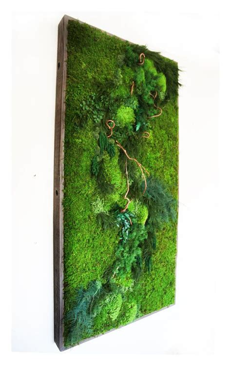 40 X 18 Artisan Moss Plant Painting Curly Vine No Care Green Wall Art