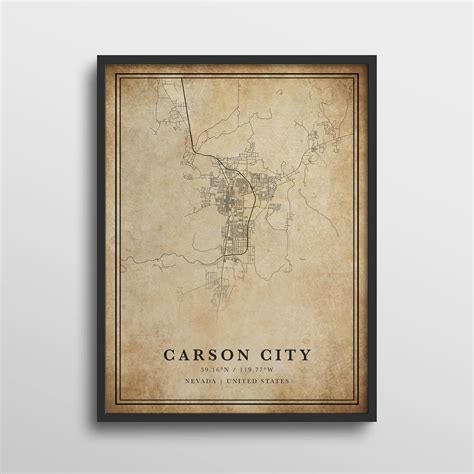 Carson City Map Nevada Carson City Map Print Carson City - Etsy