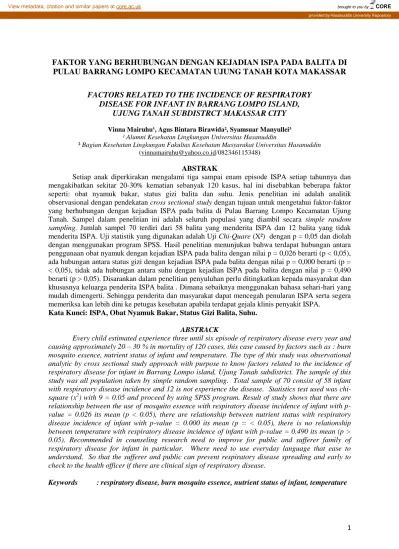 Faktor Yang Berhubungan Dengan Kejadian Ispa Pada Balita Di Pulau