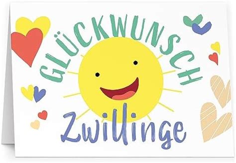 Xxl Gl Ckwunschkarte Zwillinge Sonne A Zur Geburt Hochwertige