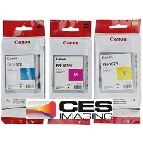 PFI 107 Canon Pigment Ink Tanks 130ml 3 Pack Colors