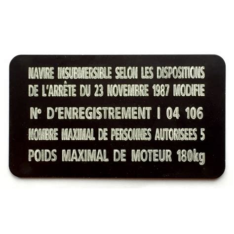 Plaque Constructeur Bateau Réglementation Division 240 en aluminium