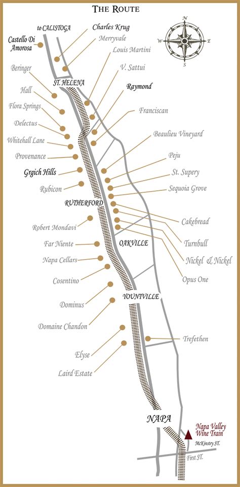 Napa Valley Wine Train Route | Napa Valley Wine Train | Napa valley ...