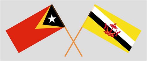 Bendera Lintas Timor Leste Dan Brunei Ilustrasi Stok Unduh Gambar