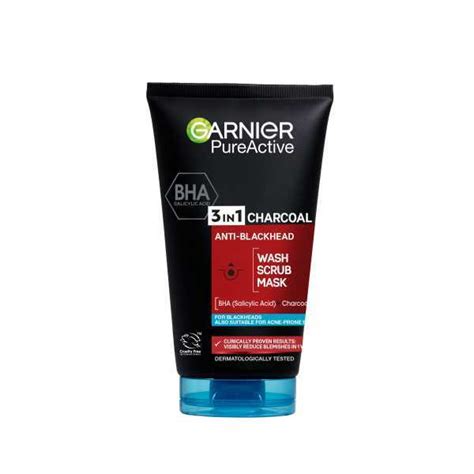 Pure Active 3in1 Charcoal Blackhead Mask Wash Scrub 150ml Skin