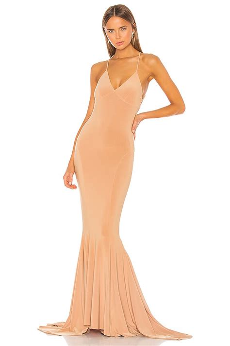 Norma Kamali VESTIDO LARGO MERMAID En Nude REVOLVE