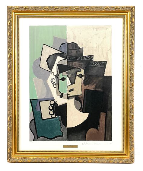 Lot AFTER PABLO PICASSO PORTRAIT DE FACE SUR FOND ROSE ET VERT