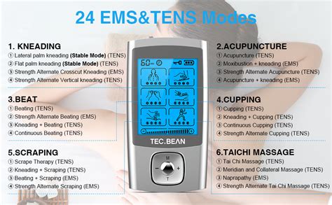 Amazon TEC BEAN 24 Modes TENS Unit Muscle Stimulator Rechargeable